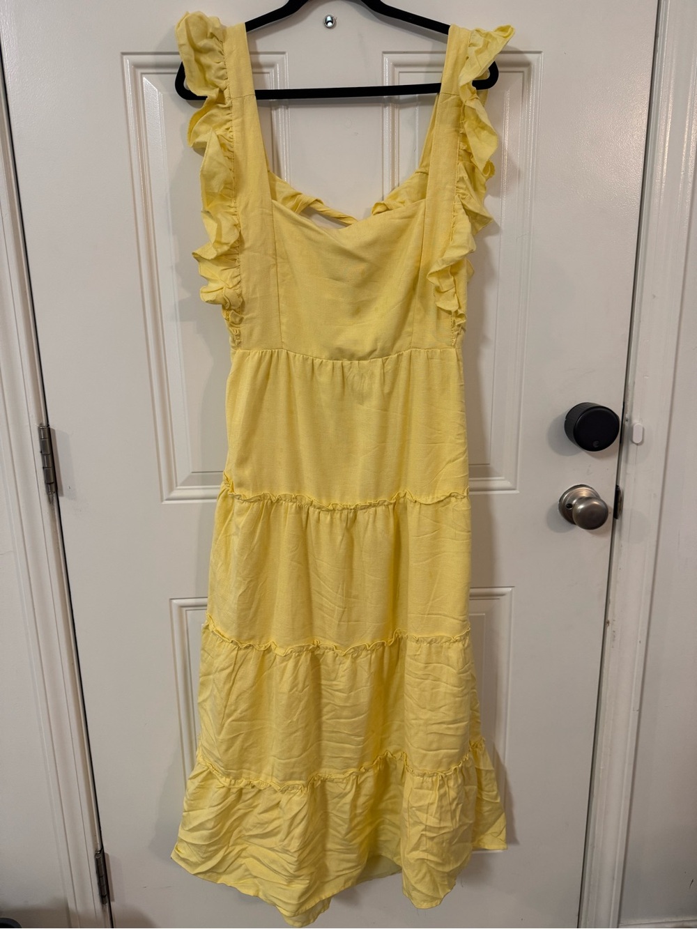 NWT Women’s Maxi Yellow Ruffle Sleeve Tiered Sundress